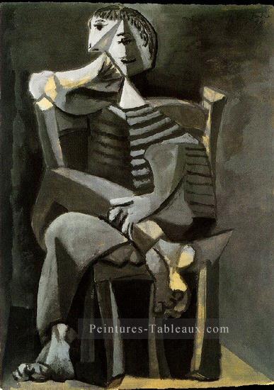 Homme assis au tricot rayé 1939 Cubisme Peintures à l'huile